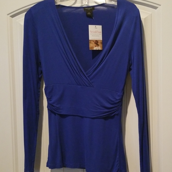 New! Ann Taylor Blue Long Sleeve Top XS - Picture 4 of 4